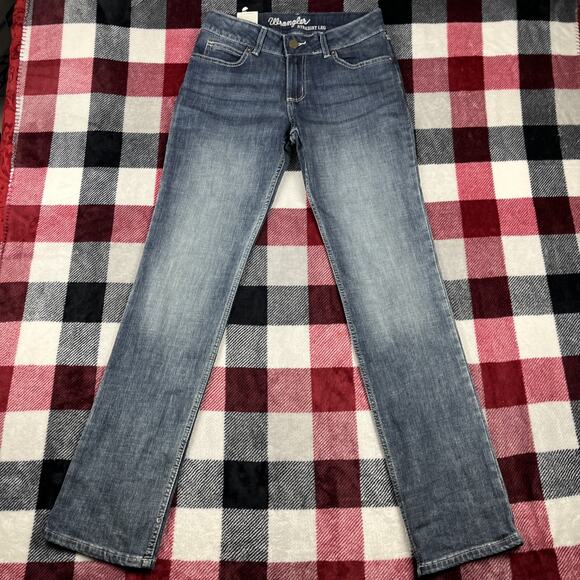 Wrangler Jeans Womens 29/7x34 Straight Leg Mid Rise Dark Wash 1009MWTMS - Picture 1 of 11